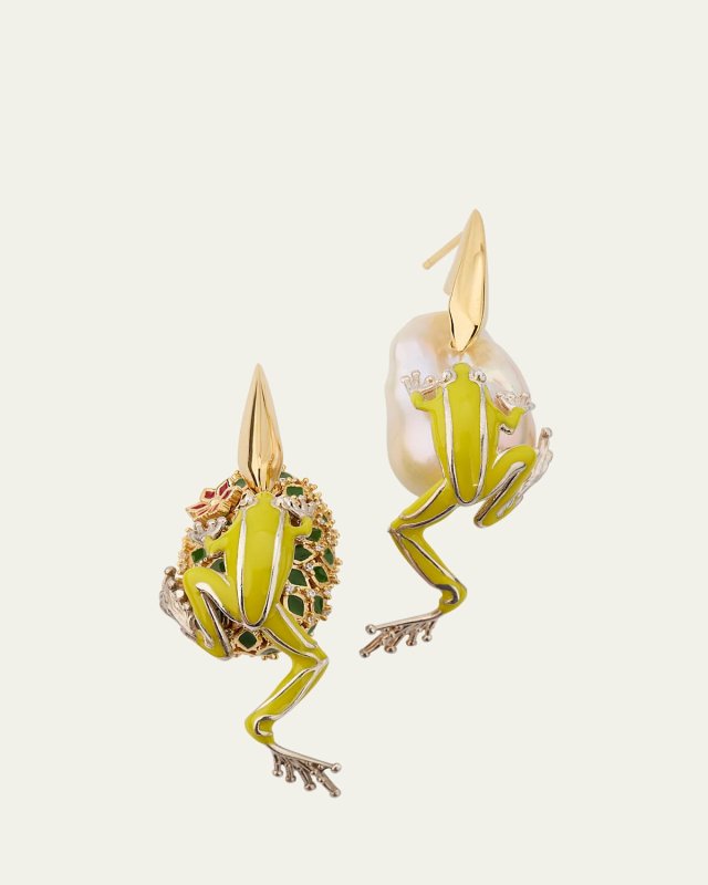 Rana Frog Enameled Earrings